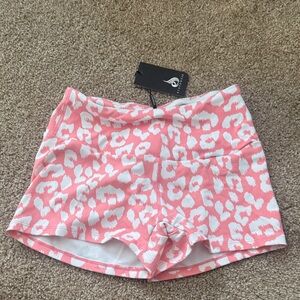 Ryderwear Pink and White Patterned Athletic Shorts